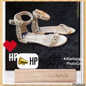 NEW Stuart Weitzman Leopard Print Calf Hair Open Toe Flat Sandals YW 37 | 6.5 US